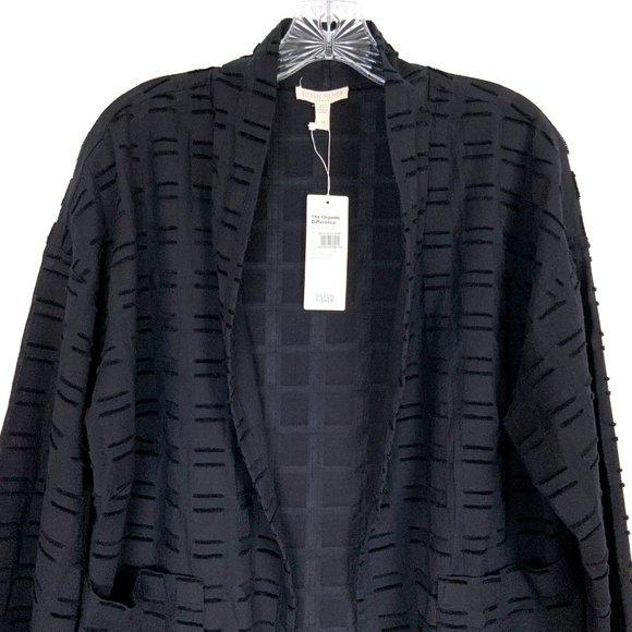 New Eileen Fisher Soffo Black Textured Organic Cotton Jacket Sz 1X - Picture 3 of 16